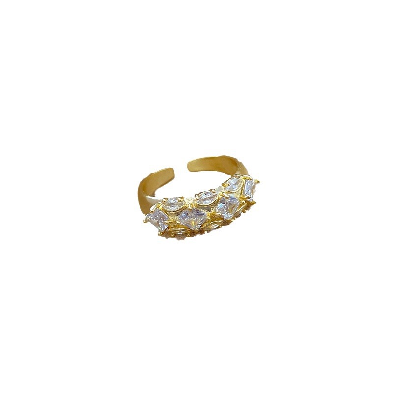 【 Real Gold 】 Square full zirconium wedding ring, adjustable ring opening, simple jewelry, Japanese-style ring couple rings Item Picture