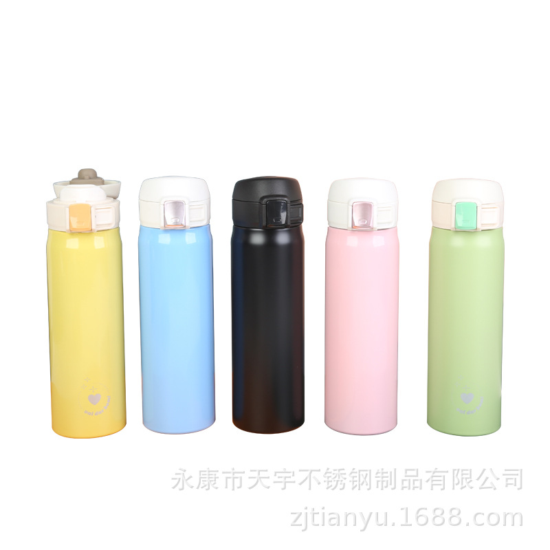 Wholesale of stainless steel bouncing cups, insulated cups, portable water cups, Douyin cups, mini large-capacity bouncing lid water cups Item Picture