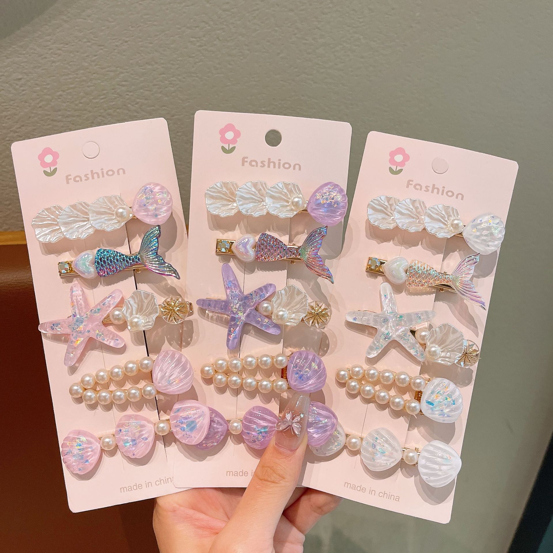 Cute fishtail hair clips for children, side bangs clips for girls, little girl mermaid princess hair clips, headwear clips full figure