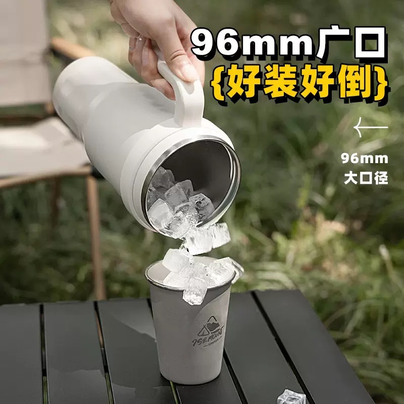 Large-capacity stainless steel insulated cup with handle, girls' office ice king coffee cup, outdoor portable car straw cup Specification drawing