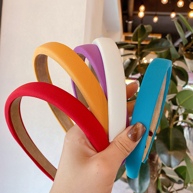Korean-style simple solid-color sponge hairband, versatile candy-colored silk headband, cross-border trade face-washing and hair-pressing hairband for women full figure