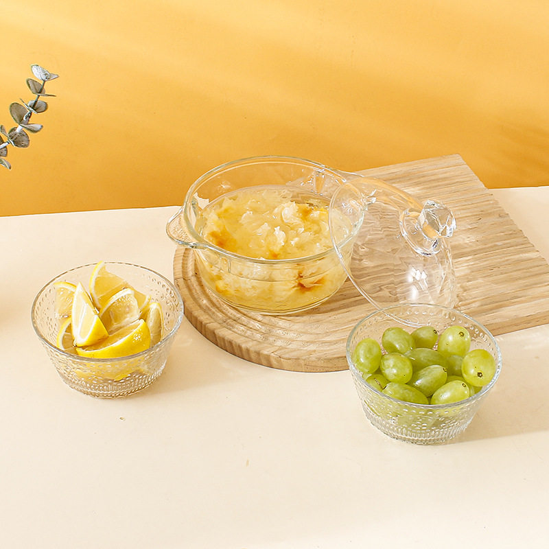 Light luxury glass pot bowl set, household round soup bowl, salad bowl, guest fruit and dessert bowl, tableware and gift wholesale Specification drawing