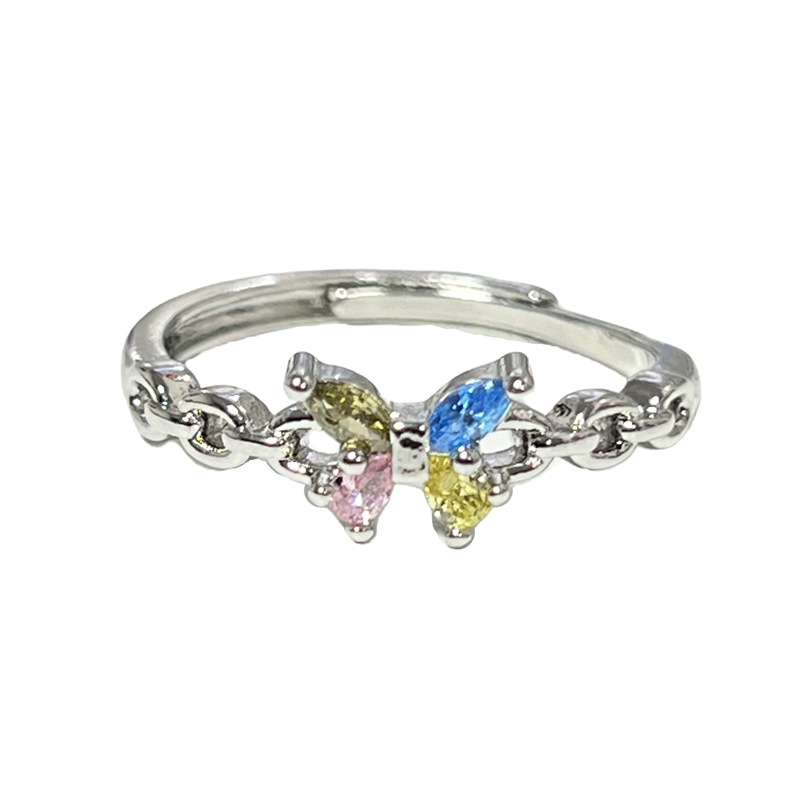 A new, simple yet sophisticated, sweet and cool butterfly-shaped opening ring with a cold female style, exquisitely layered and luxurious index finger ring Item Picture