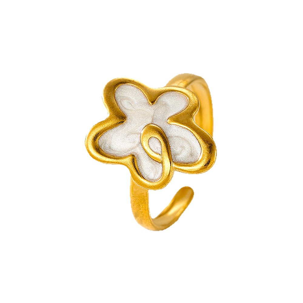 European and American fashion, light luxury, high-end open ring for women, no color fading, 18k gold, simple oil-dripping stainless steel ring for women Item Picture