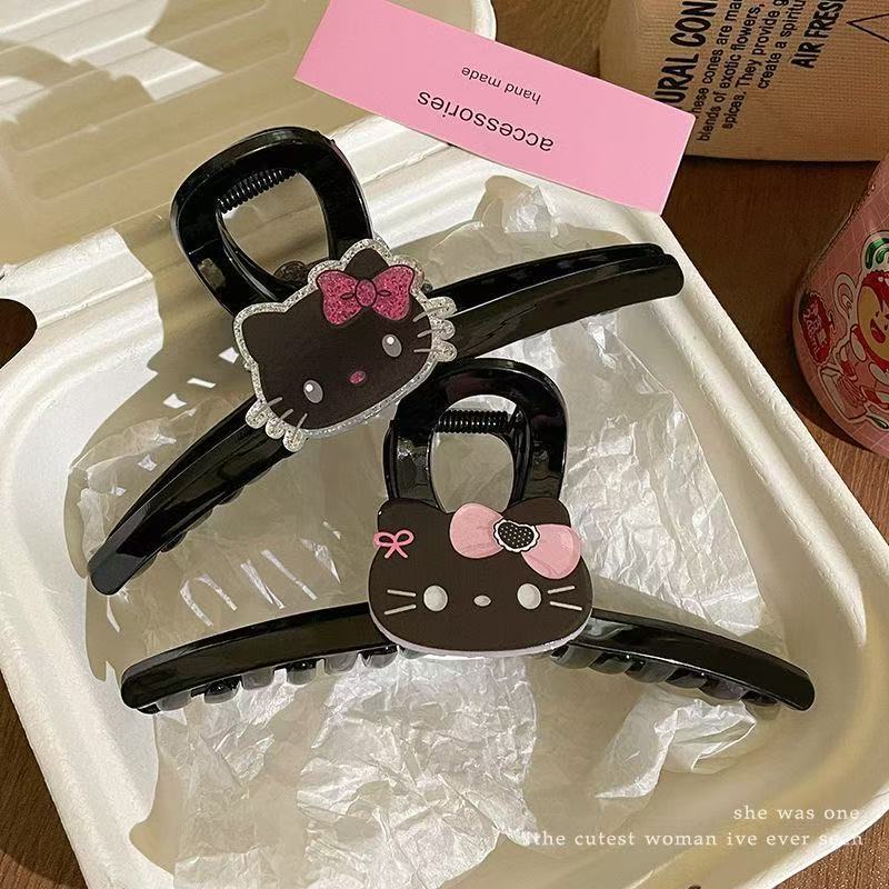 Cute cartoon cat hair clips, large female back head updo hair grabber, sweet and high-end shark clip accessories Specification drawing