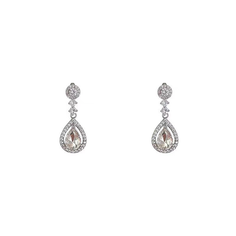 Super ethereal and exquisite zircon water drop earrings for women, 2024 new style, versatile and high-end fringed earrings, bestsellers Item Picture