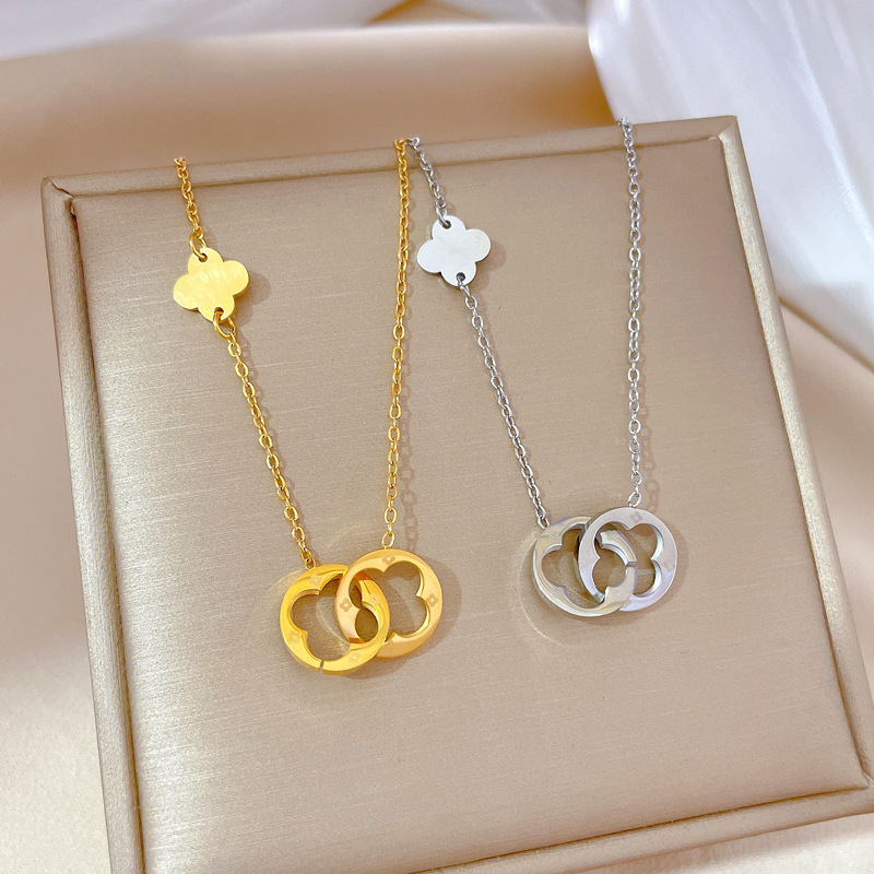 【 All-titanium Steel 】 Geometric simple design for women, minimalist pendant, short collarbone chain, Korean-style cold neck full figure