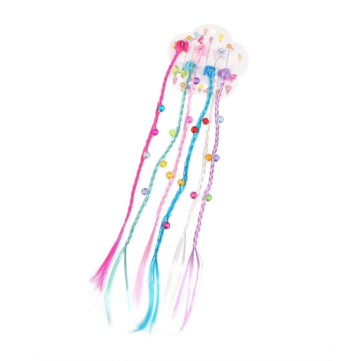 Children's colorful wig clips, cute baby braided hair tools, girls' butterfly grab clips, tassels, flowers, sweet hair accessories Item Picture