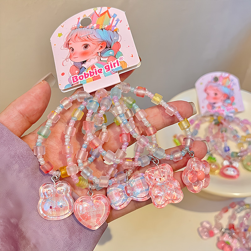 Children's bracelet, cartoon pendant, colorful beads, cute little girl, versatile bracelet, sweet princess jewelry Application Scenario