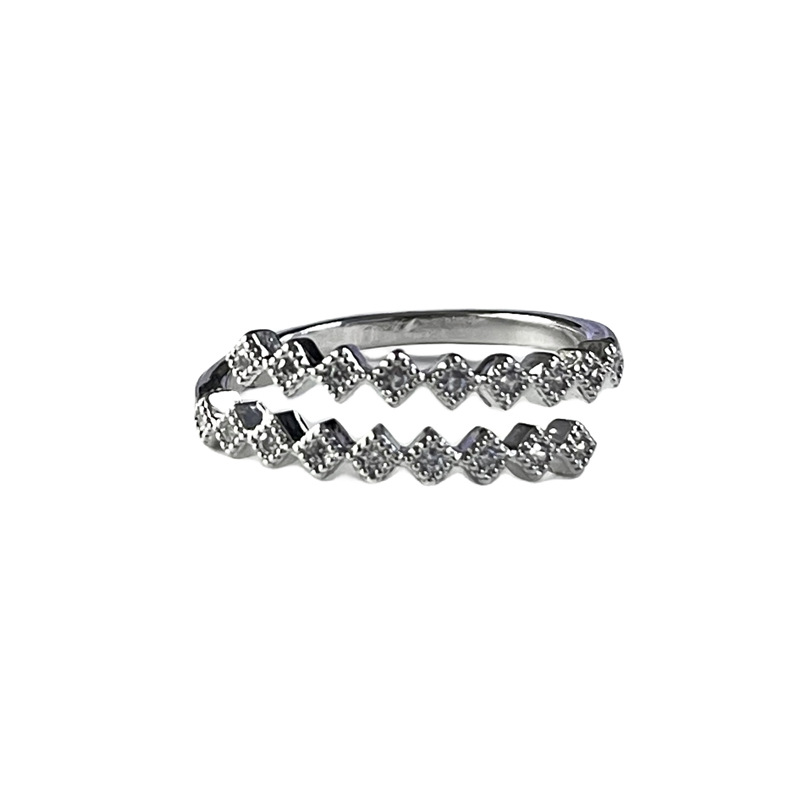 This niche, light luxury, and high-end colored zircon open ring is a versatile and fashionable choice for women. It features an irregular geometric style and a trendy ring design Item Picture