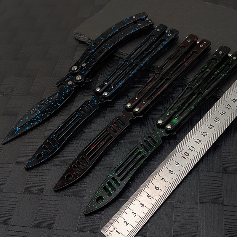 Butterfly knife practice knife, stainless steel ornamental knife, unopened, portable, reversible and deformable outdoor equipment details Picture