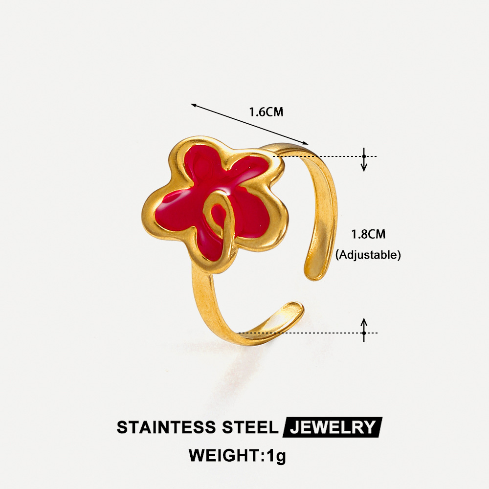 Cross-border simple oil-dripping open ring, niche retro oil-pressed stainless steel ring, women's non-fading jewelry wholesale Application Scenario