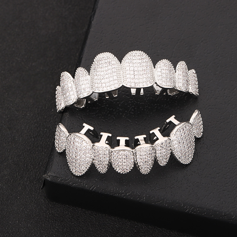 New irregular eight-toothed front teeth with zircon teeth, hip-hop fashion teeth decoration, Halloween cosplay rap Specification drawing