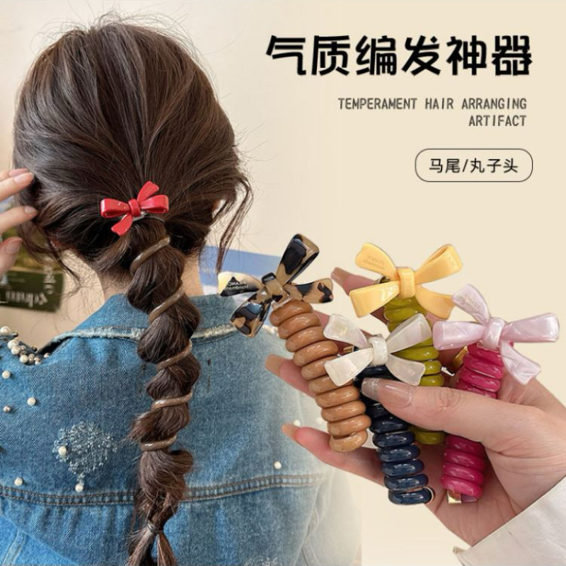Spring and summer cute bow bubble braid hair braiding wonder, women's 2024 new style high-end telephone line hair tie details Picture
