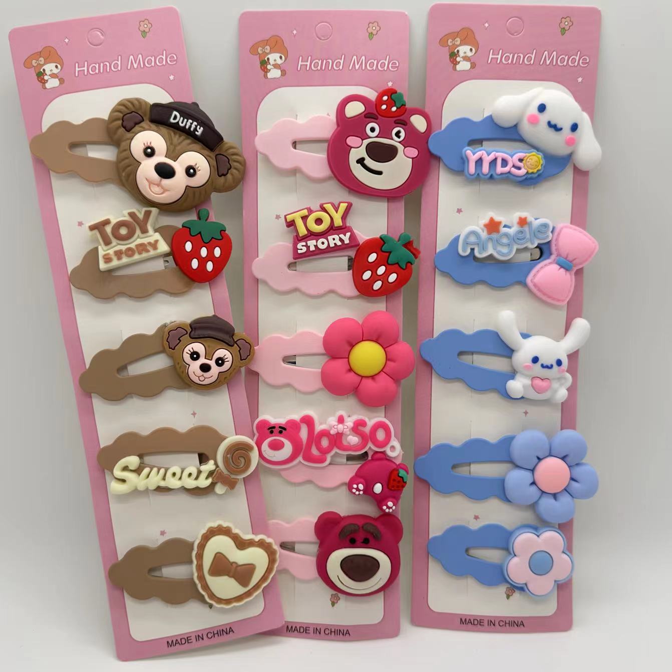 Girl's loose hair bb clip, children's strawberry bear hair clip, cute handmade bangs clip, side clip cartoon rabbit headwear Specification drawing