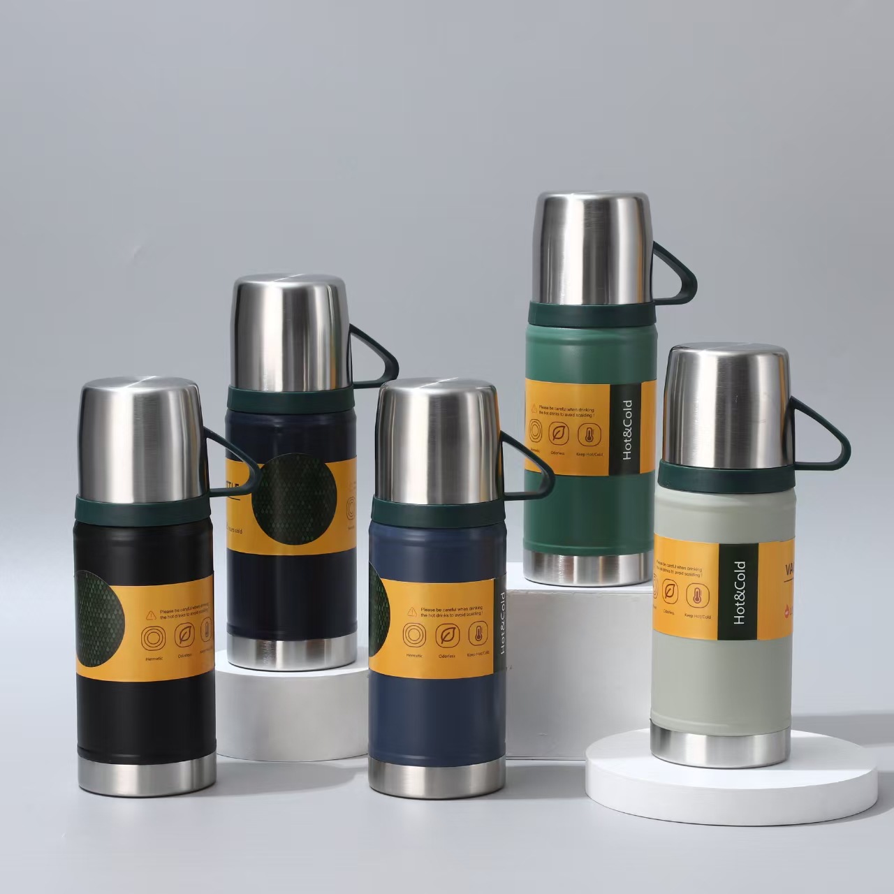 Cross-border exclusive insulated cup gift box, 304 stainless steel insulated cup, casual portable water cup, one cup with three LIDS wholesale full figure
