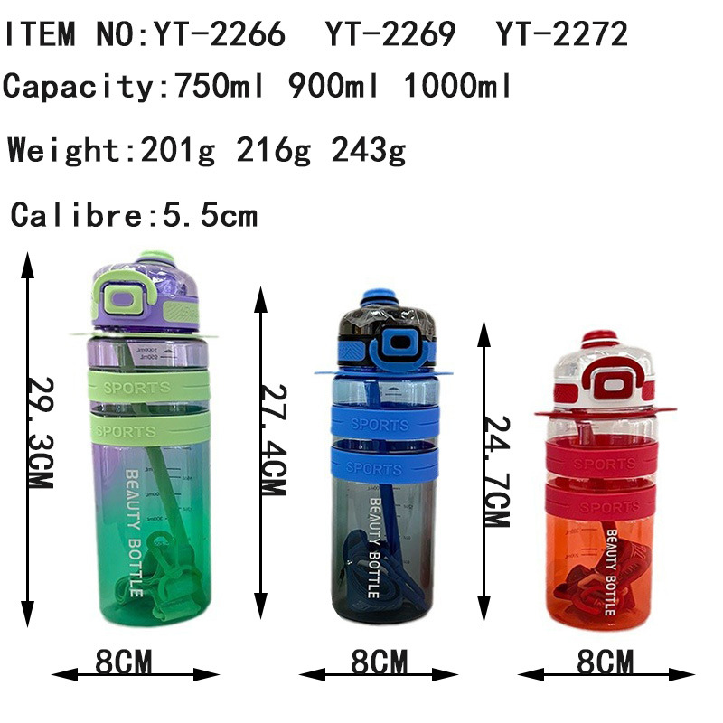 New outdoor sports and fitness double water bottle, colorful summer portable backpack plastic water cup, student reading water bottle Application Scenario