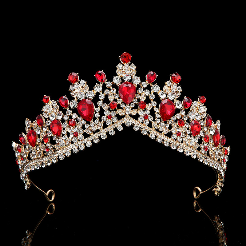 Colorful rhinestone large crown European and American birthday party crown hair band light luxury rhinestone birthday hair band bride's wedding Specification drawing