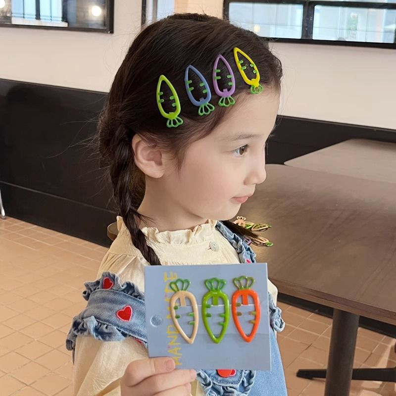 2024 New Children's cute carrot hair clips, bb clips for girls, side bangs clips for girls, and broken hair clips at the back of the head Specification drawing