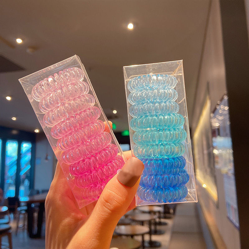 9 box-packed light-changing phone coils, cross-border European and American TPU phone coils, simple and elegant, small size, hair tied up, transparent hair Specification drawing