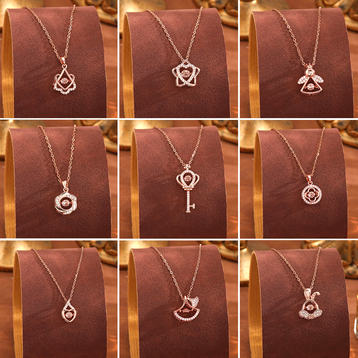 The titanium steel pendant necklace with a dynamic design does not fade, featuring a simple and elegant style. The lucky clover chain is a niche and popular necklace for wholesale full figure