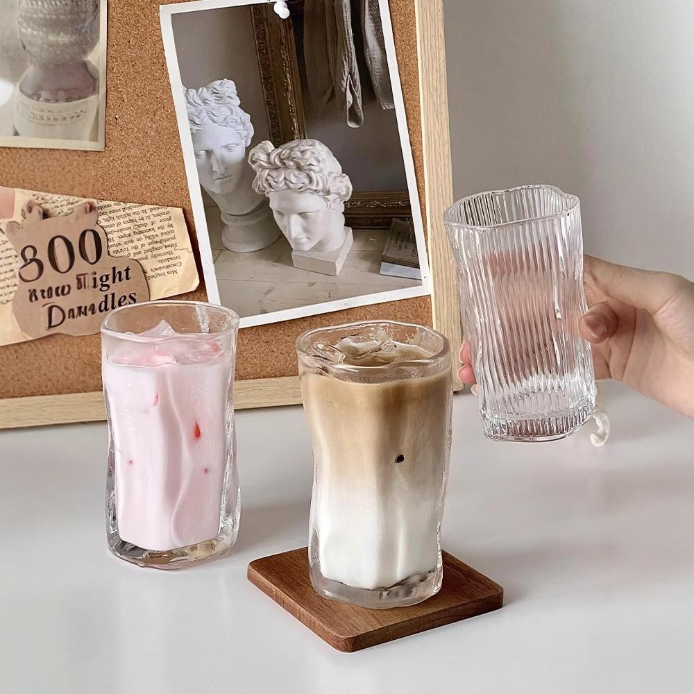 Irregular twisted cup, InS-style home iced American coffee cup, latte cup, glass water cup, juice drink cup full figure