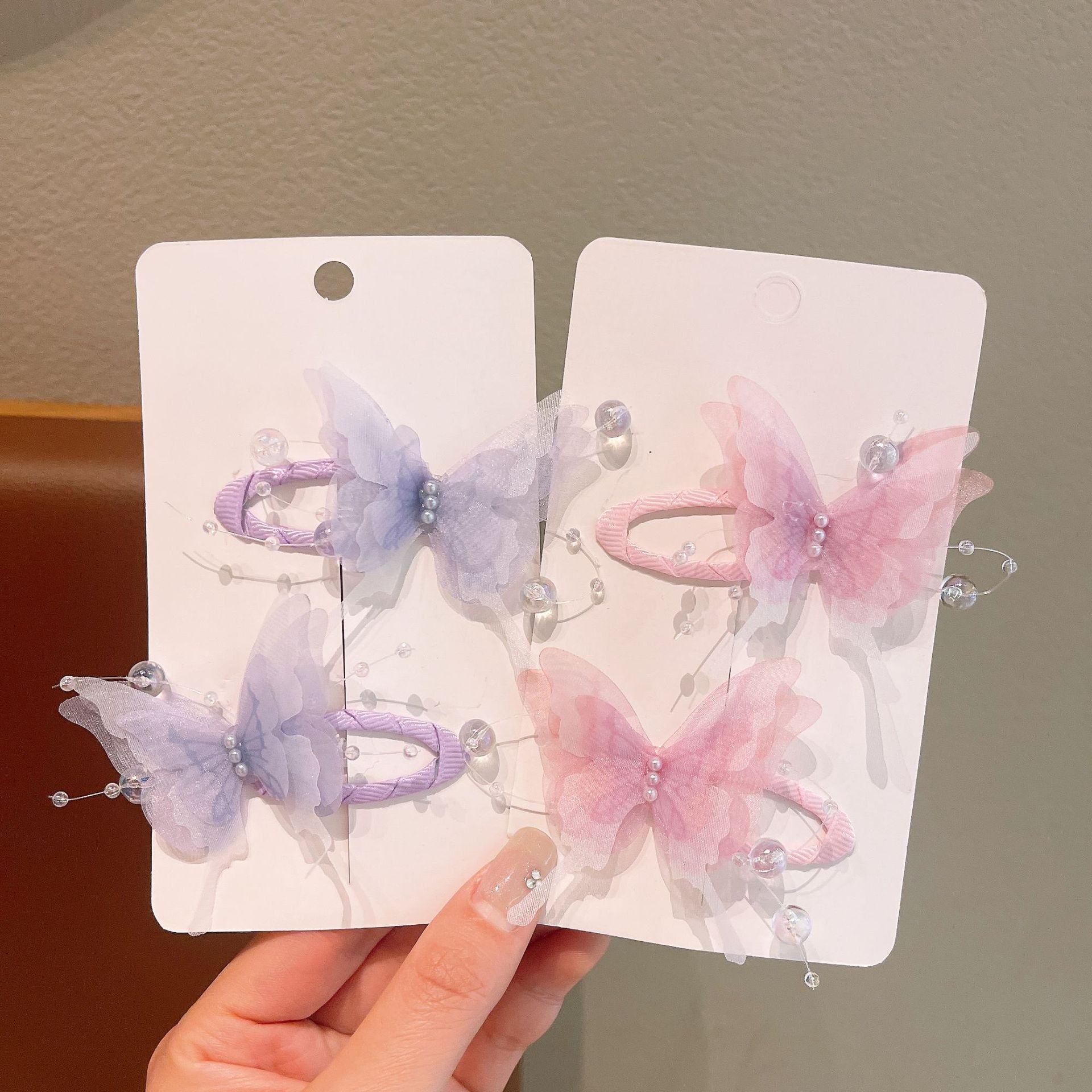 Super fairy children's butterfly hair clip, Princess side bb clip, hairpin that won't damage the back of the head, girl's hair clipper, hair accessory Specification drawing