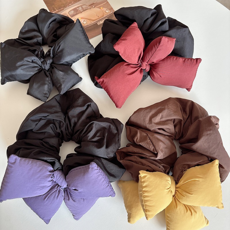Dongdaemun, South Korea, 2024 new Maillard color bow, large intestine hair band, bun, hair tie, hair tie full figure