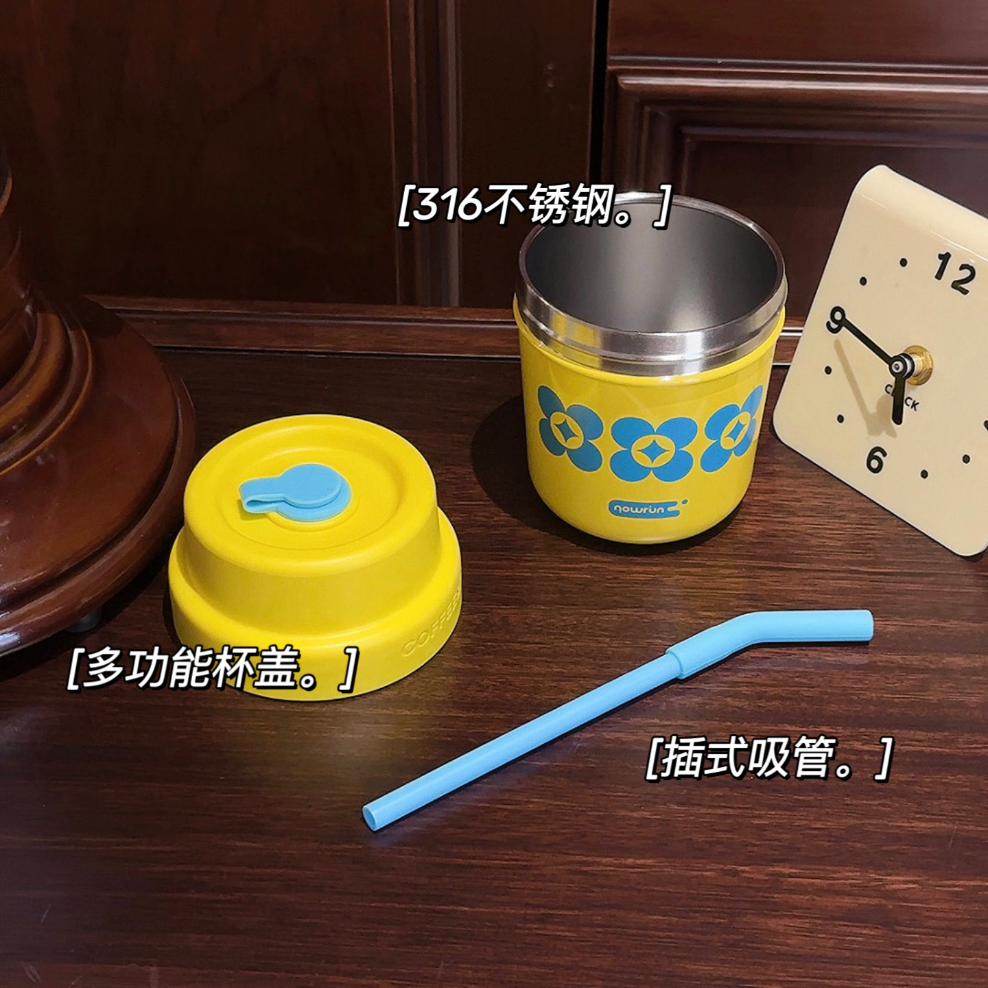 Girls' fresh coffee cup, high appearance level, compact and portable insulated cup, stainless steel cold preservation office straw water cup, gift Application Scenario
