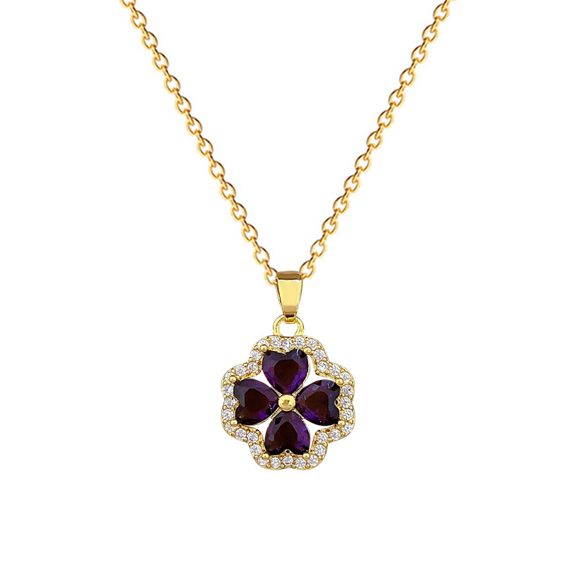 【 Titanium Steel 】 Hollow clover, light luxury, luxurious, full diamond necklace, versatile for women, collarbone chain, titanium steel chain Item Picture