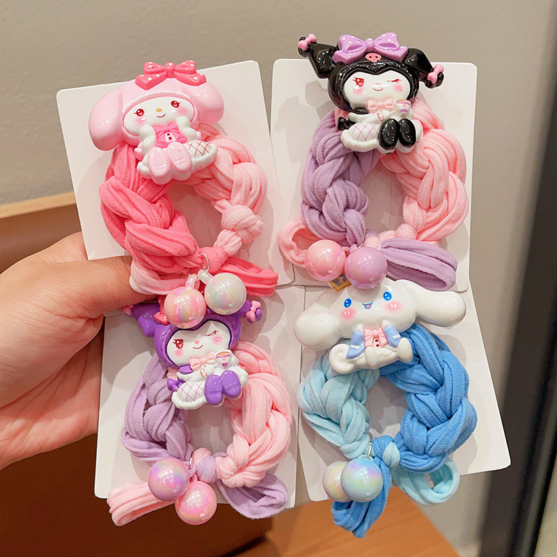 Children's Sanrio hair tie headwear, girls' cartoon hair tie, new bow, Kuromi leather band, no damage to hair accessories details Picture