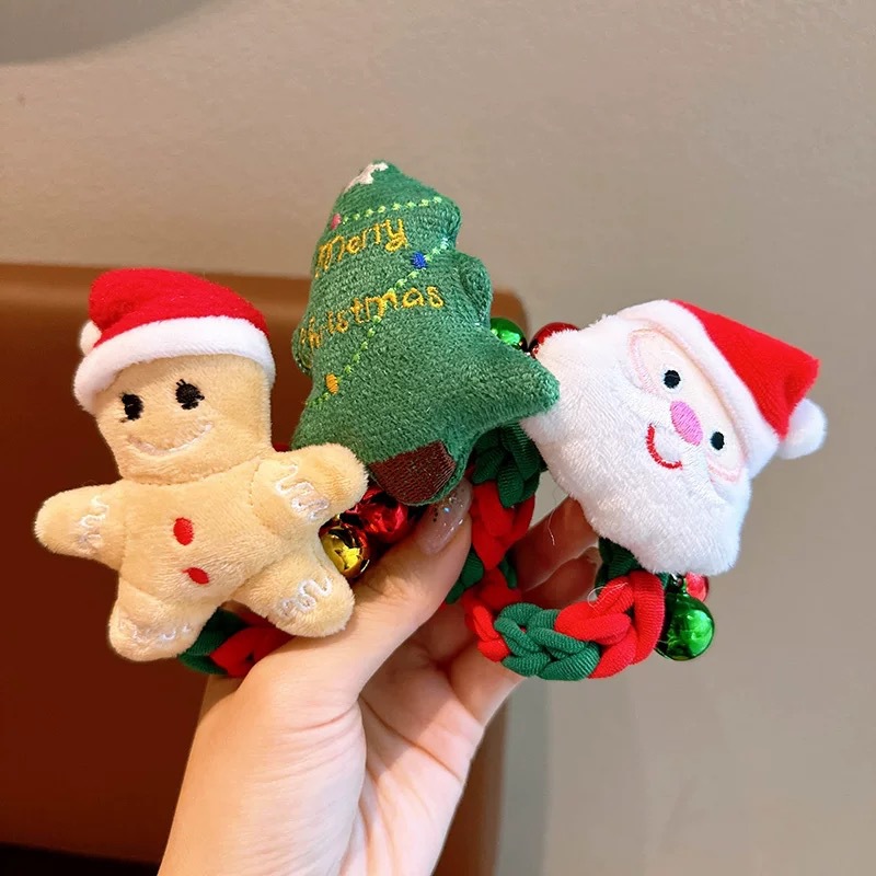 Christmas hair accessories, cute Santa Claus, girl braided hair tie, hair band, bun hairstyle, high-elasticity children's rubber band Specification drawing