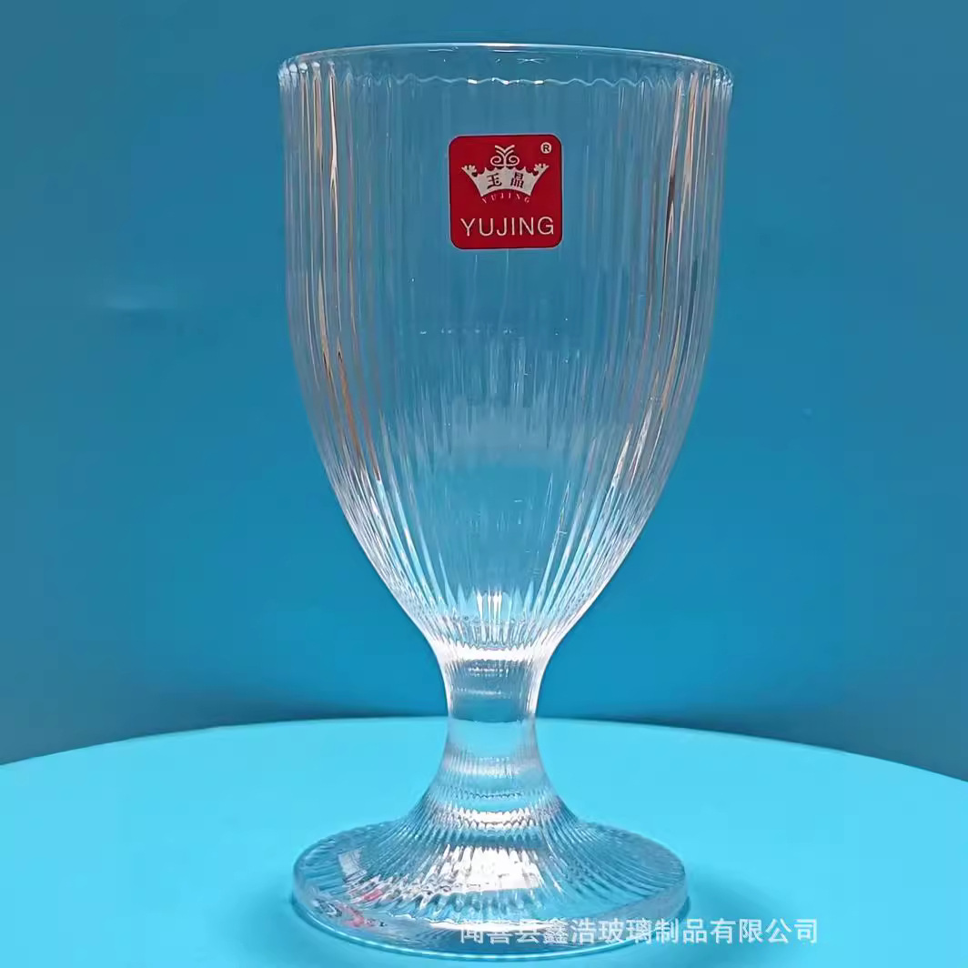Yujing's new crystal white material striped cup, sword-patterned glass cup, juice cup, beverage cup, highball cup, KTV, hotel and household use Specification drawing