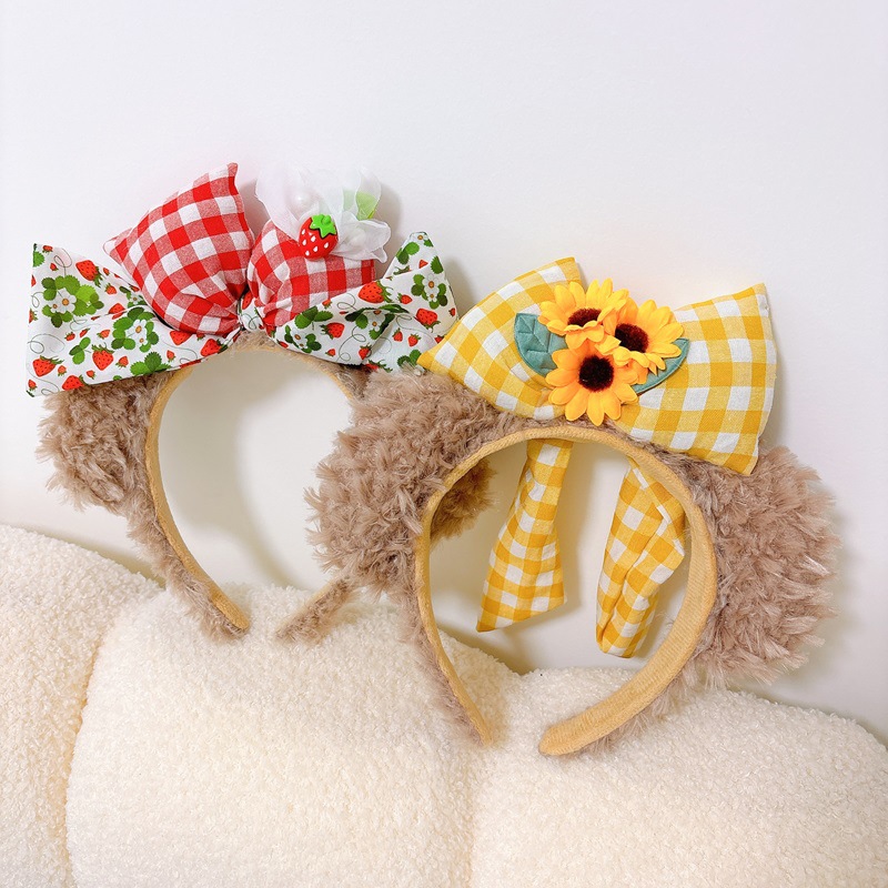 New cartoon hair band, strawberry sherry rose hair band, face wash hair clip, girlish bow headband for park photos details Picture