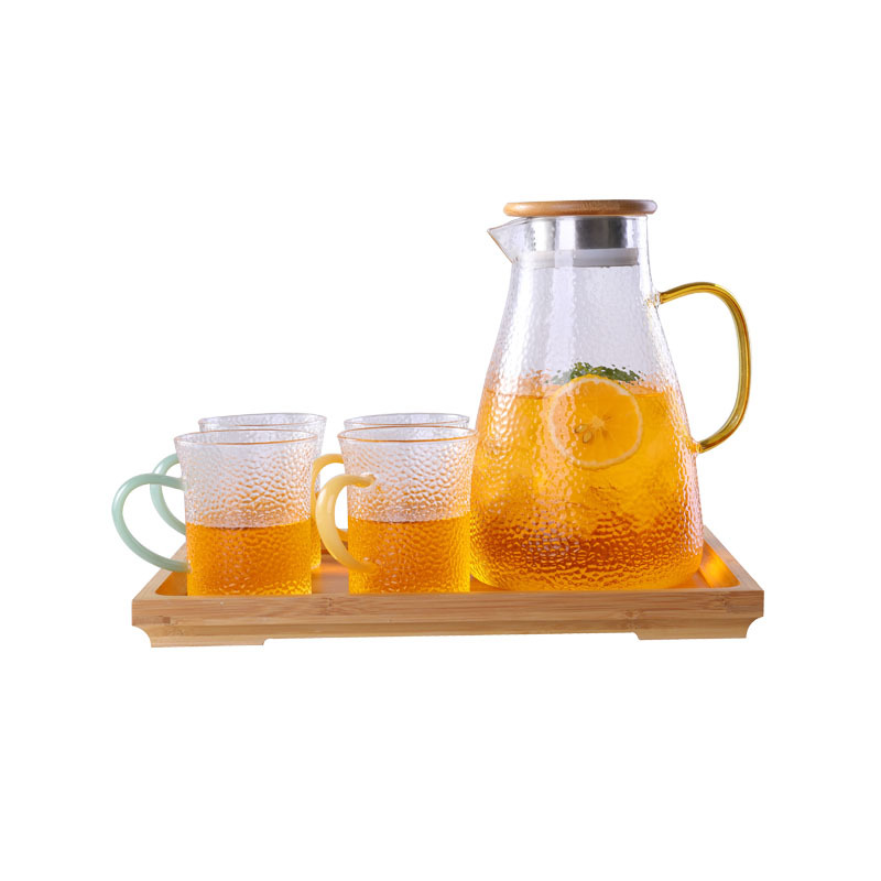 Heat-resistant snowflake kettle, glass water kettle, cold water kettle with hammer pattern, large capacity thickened cold water kettle, hammer pattern cold water kettle, cold brewing Item Picture