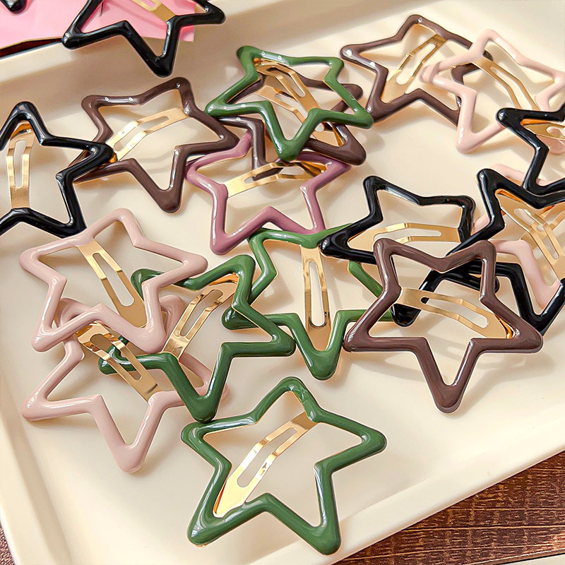 Colorful five-pointed star bb hair clips, star bangs at the back of the female Internet celebrity's head, broken hair clips, headwear, elegant side clips details Picture