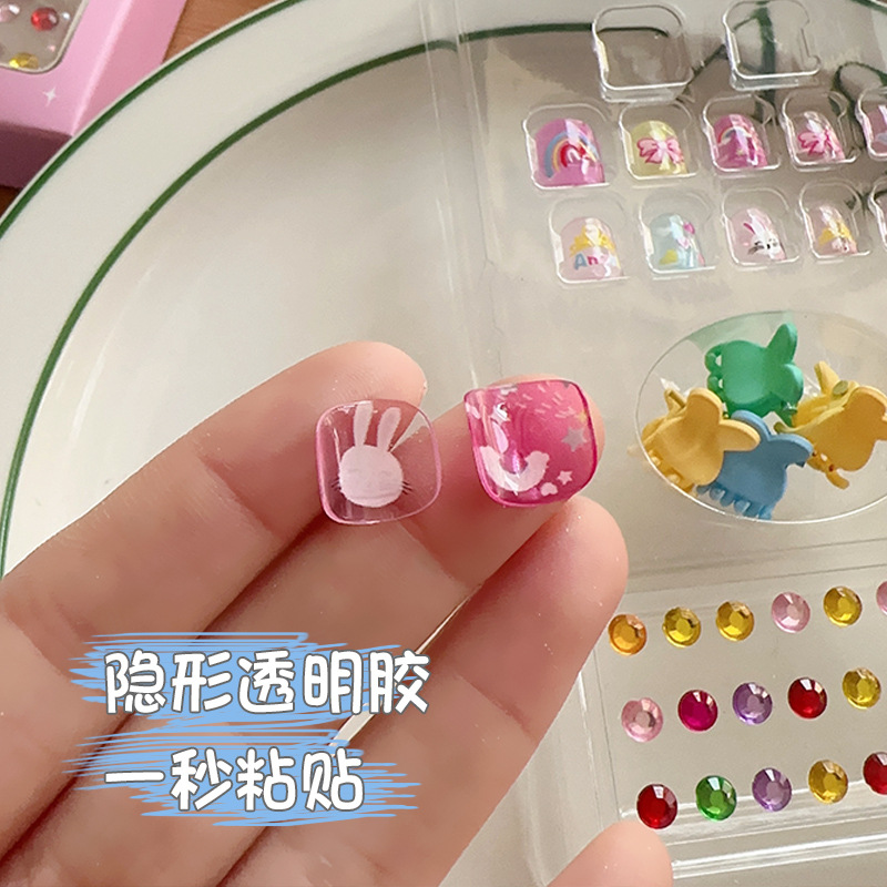 Cute and fun children's nail stickers, nail art patches, wearable nails, new wearable bracelets, rubber bands, cartoon toy sets details Picture
