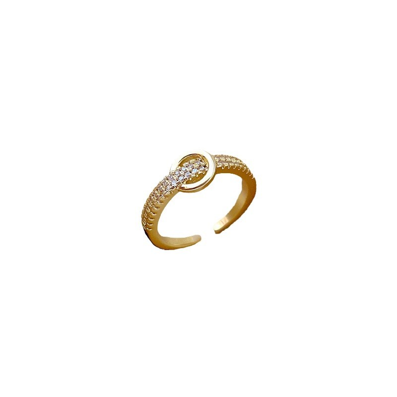 【 Real Gold 】 Circular light luxury Full diamond ring with adjustable opening, simple jewelry, Japanese-style ring couple rings Item Picture