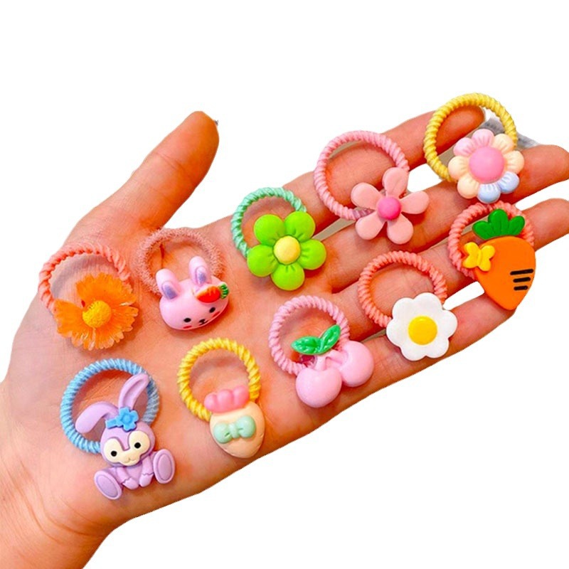 Cartoon cute rubber band little girl, no hair damage, hair tie, hair band, hair ring, children's hair accessory, hair accessory, little flower Item Picture