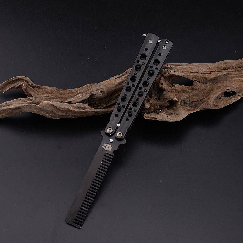 Factory direct sales of CSGO game butterfly comb tools for training without cutting edges, folding and swinging butterfly knife tools undefined
