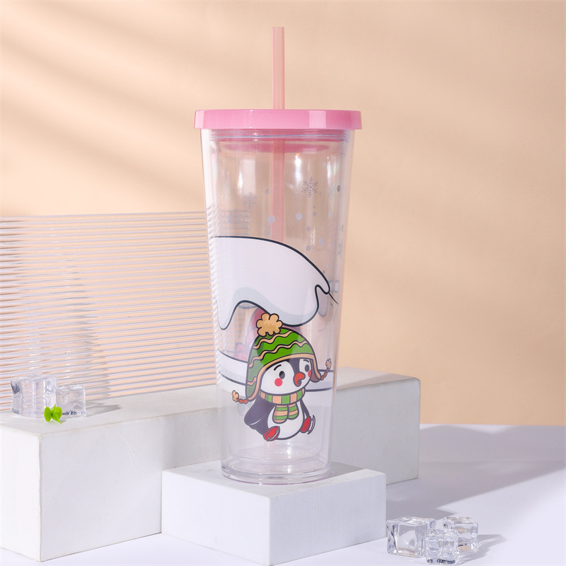 Cross-border exclusive cartoon straw cup, large-capacity double-layer insulated drinking cup, cute animal print covered water cup Application Scenario