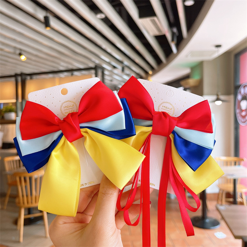 New popular princess bow hair clip, children's princess ribbon decorative duckbill clip, sweet summer hair accessory and headwear Specification drawing