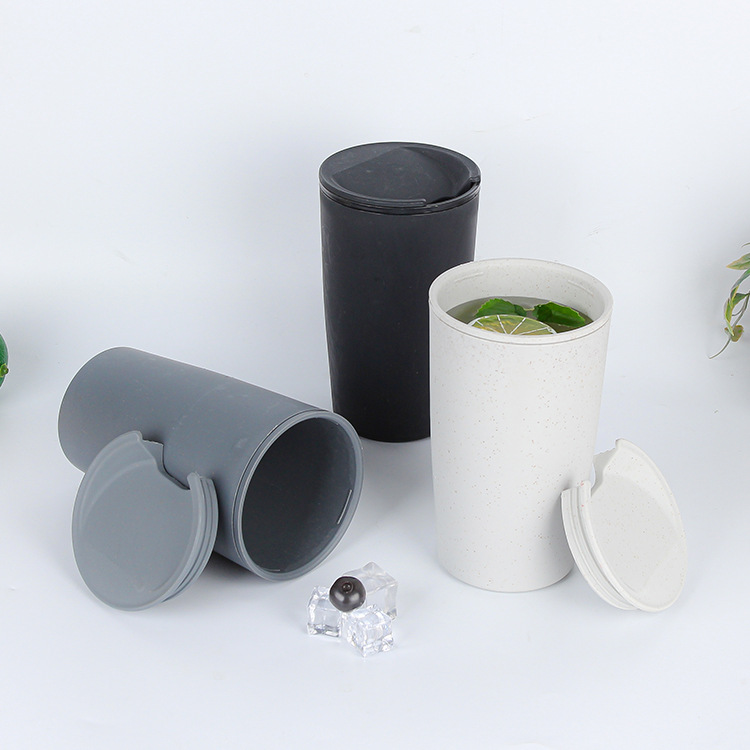 Ins-style high-end plastic water cup, wheat bellflower coffee cup, hot drink cup, milk cup, portable office cup Specification drawing