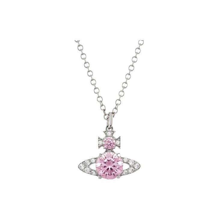European and American light luxury style slightly inlaid zircon titanium steel necklace, female Queen of the West Planet Zircon exquisite fashion trend collarbone chain Item Picture