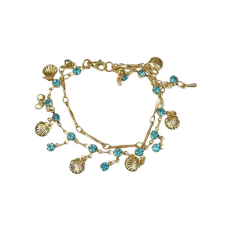The exotic Princess blue zirconium shell necklace exudes a sense of light luxury and sophistication. It features a double-layer layering style and a unique collarbone chain accessory Item Picture