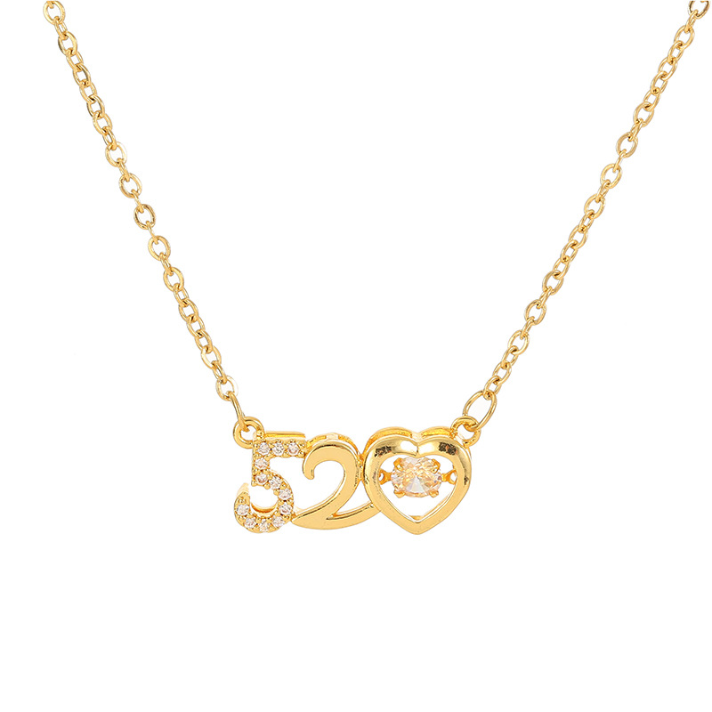 A fashionable new love pendant with a light luxury feel, a 520 titanium steel necklace with a female personality and trendy style, and a collarbone chain Item Picture