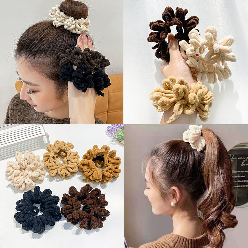 Japanese and Korean autumn and winter basic, versatile and elegant hair bands, towel bands, hair ties, high-elasticity ponytail hair ties, hair accessories, leather cases for women full figure