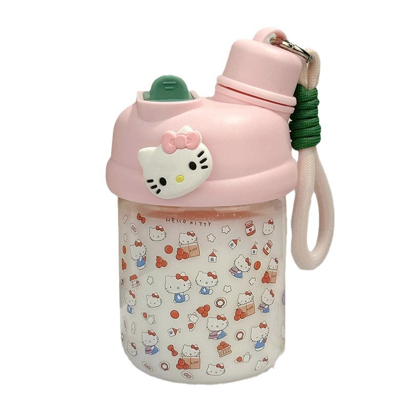Summer water cup for girls, small and cute new ins sticker girls' drinking cup, portable double-drinking plastic cup Item Picture