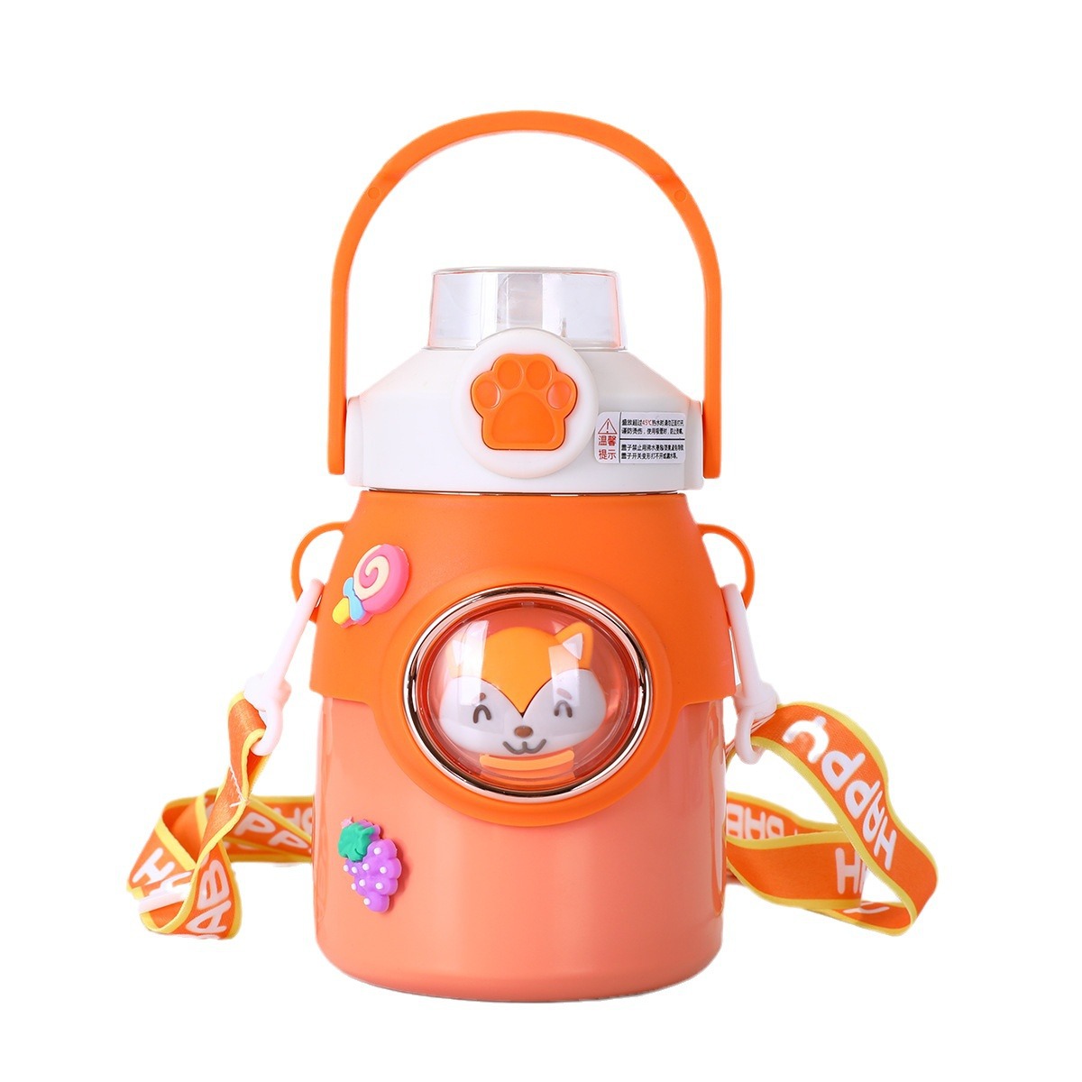 High appearance level children's water cup, 316 stainless steel double-layer vacuum insulated cup, cartoon handle, convenient outdoor water bottle Item Picture