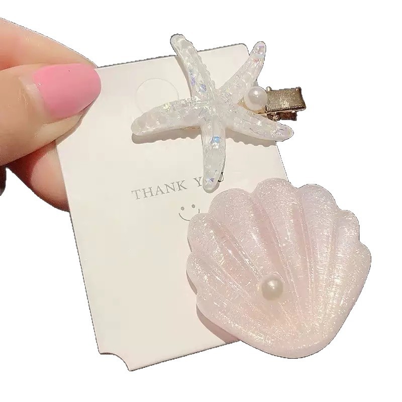 Cool and refreshing summer, cute starfish shell hair clips, sweet girl with duckbill clips, super ethereal hair clips and headwear Item Picture